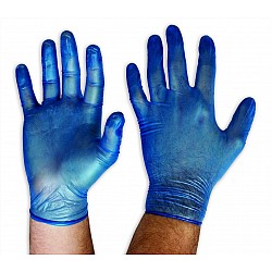 Blue Powdered Disposable Vinyl Gloves