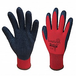 Bastion Pacific Munich Red Glove with Black Crinkled latex coating
