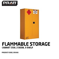 PRATT SAFETY FLAMMABLE STORAGE CABINET 250L 2 DOOR, 3 SHELF