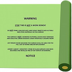 Green Self Adhesive Bench Top Protection Film With Warning Text